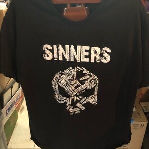 Black Sinners T-Shirt with White Graphic 2XL